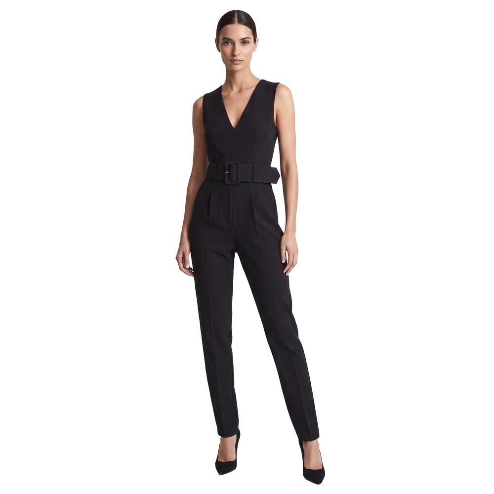 Vintage Byblos Black Belted Jumpsuit Sleeveless Made In Italy IT 38 US 2